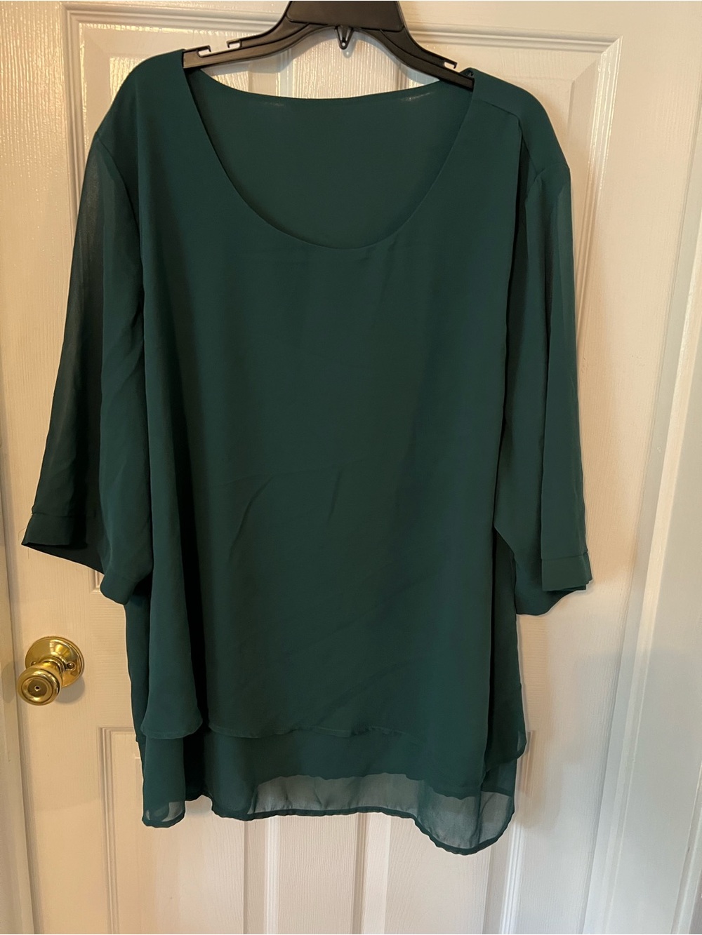 SHEIN Deep Teal Layered Chiffon Blouse